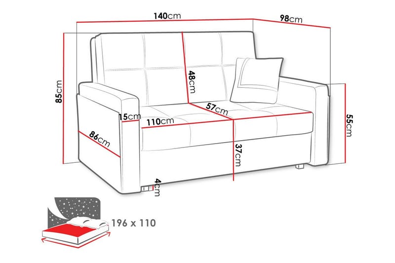 Denegal 2-sits Bäddsoffa Ljusgrå/Mörkgrå - Möbler - Vardagsrum - Bäddsoffor