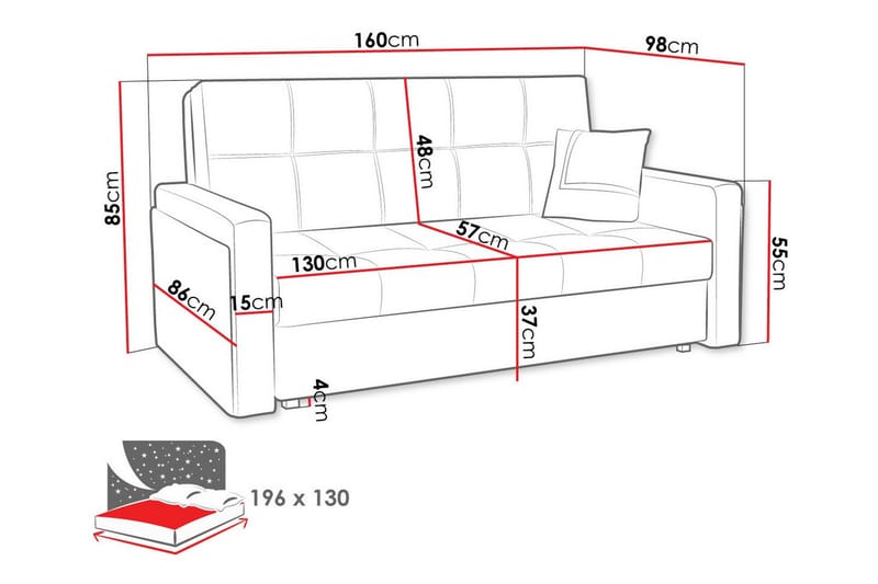 Denegal 2-sits Bäddsoffa Ljusgrå/Mörkgrå - Möbler - Vardagsrum - Bäddsoffor