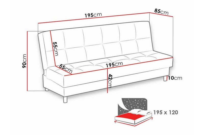 Denegal 3-sits Bäddsoffa Beige/Ljusbeige - Möbler - Vardagsrum - Bäddsoffor