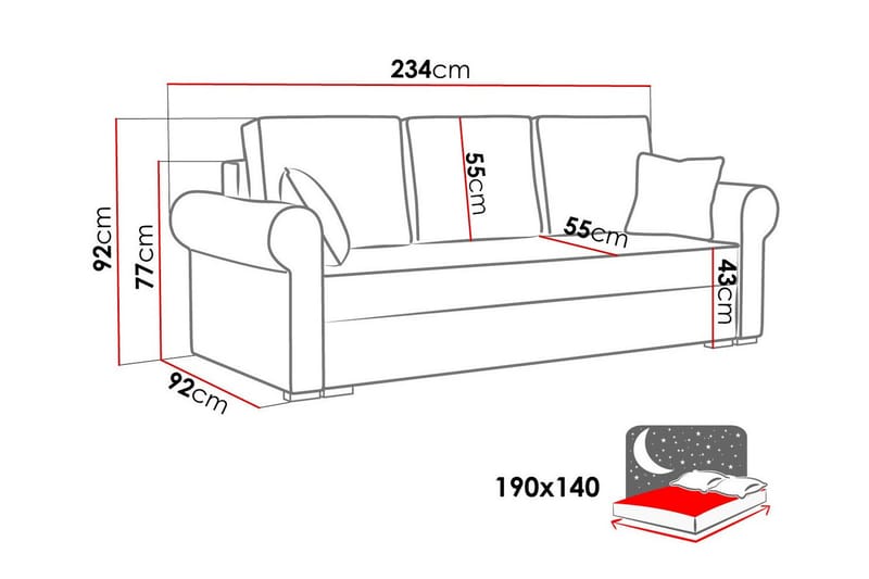 Denegal 3-sits Bäddsoffa Grön - Möbler - Vardagsrum - Bäddsoffor