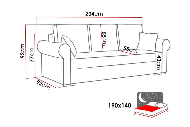 Denegal 3-sits Bäddsoffa Ljusgrå/Mörkgrå - Möbler - Vardagsrum - Bäddsoffor