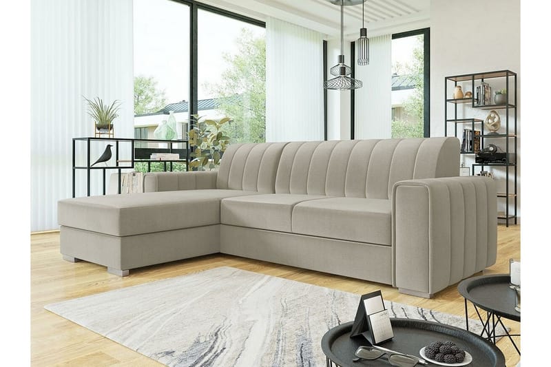 Denegal 3-sits Hörnbäddsoffa Beige - Möbler - Vardagsrum - Bäddsoffor - Hörnbäddsoffa