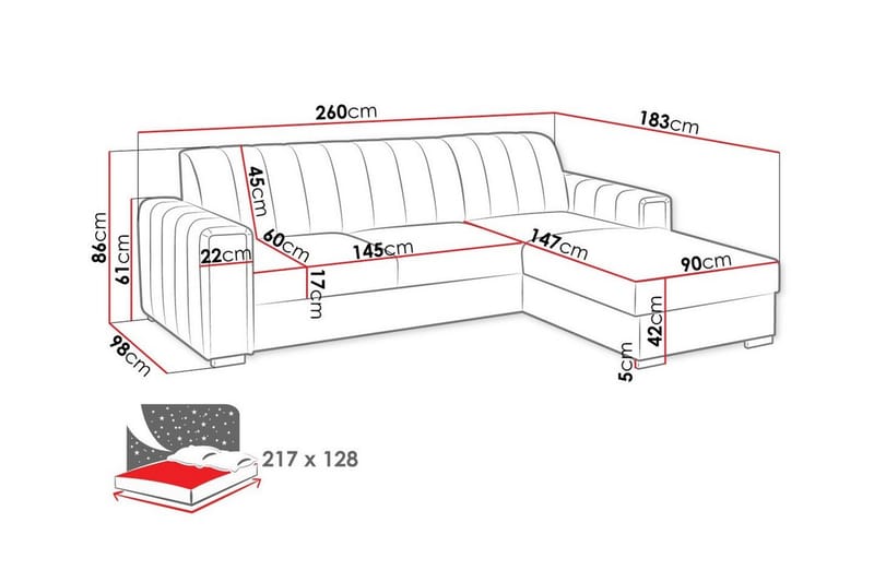 Denegal 3-sits Hörnbäddsoffa Beige - Möbler - Vardagsrum - Bäddsoffor - Hörnbäddsoffa