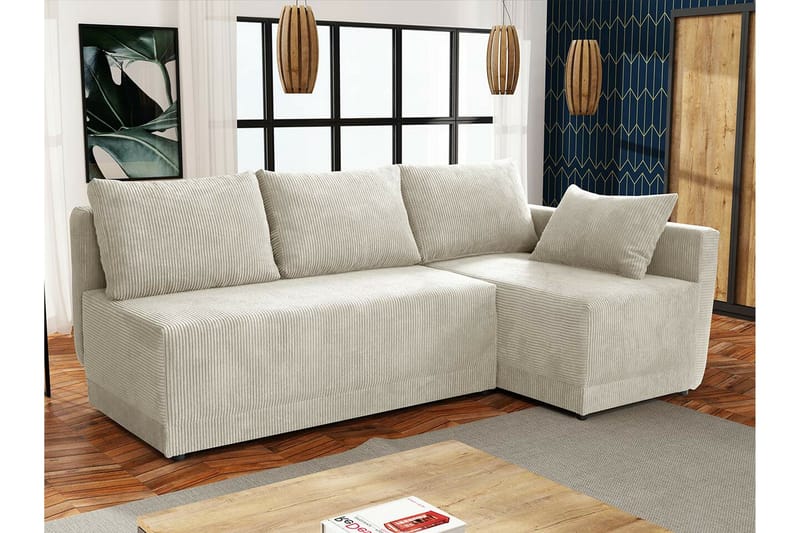 Denegal 3-sits Hörnbäddsoffa Beige - Möbler - Vardagsrum - Bäddsoffor - Hörnbäddsoffa