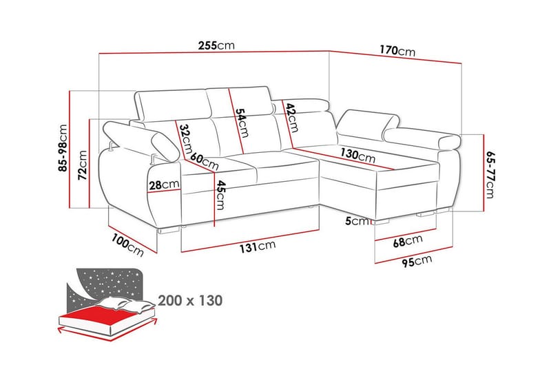 Denegal 3-sits Hörnbäddsoffa Beige - Möbler - Vardagsrum - Bäddsoffor - Hörnbäddsoffa