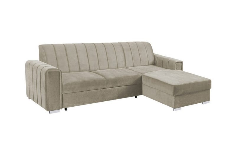 Denegal 3-sits Hörnbäddsoffa Beige/Ljusbeige - Möbler - Vardagsrum - Bäddsoffor - Hörnbäddsoffa