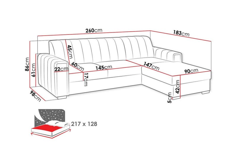 Denegal 3-sits Hörnbäddsoffa Beige/Ljusbeige - Möbler - Vardagsrum - Bäddsoffor - Hörnbäddsoffa