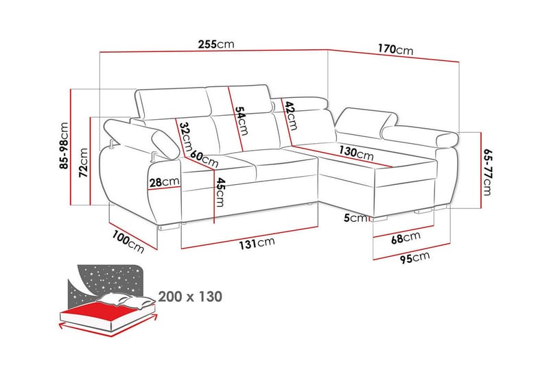 Denegal 3-sits Hörnbäddsoffa Mörkgul - Möbler - Vardagsrum - Bäddsoffor - Hörnbäddsoffa