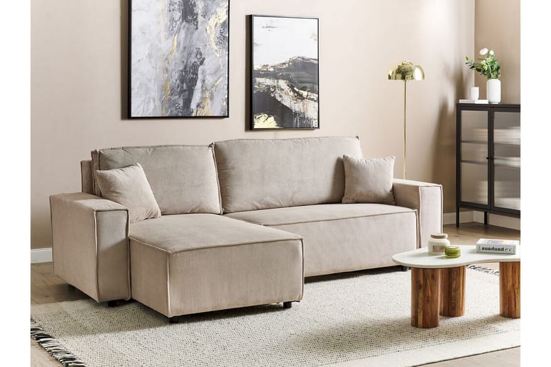 Dyshawn Hörnbäddsoffa 2-sits - Beige/Svart - Möbler - Vardagsrum - Bäddsoffor - Hörnbäddsoffa