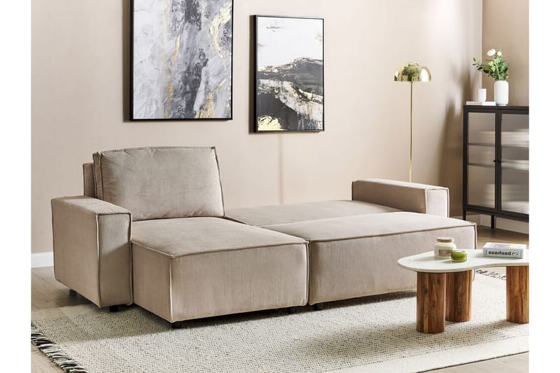 Dyshawn Hörnbäddsoffa 2-sits - Beige/Svart - Möbler - Vardagsrum - Bäddsoffor - Hörnbäddsoffa