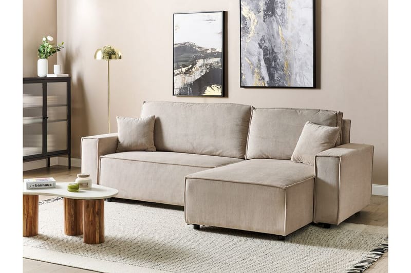 Dyshawn Hörnbäddsoffa 2-sits - Beige/Svart - Möbler - Vardagsrum - Bäddsoffor - Hörnbäddsoffa