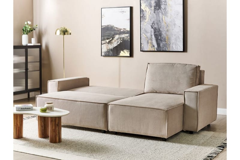 Dyshawn Hörnbäddsoffa 2-sits - Beige/Svart - Möbler - Vardagsrum - Bäddsoffor - Hörnbäddsoffa