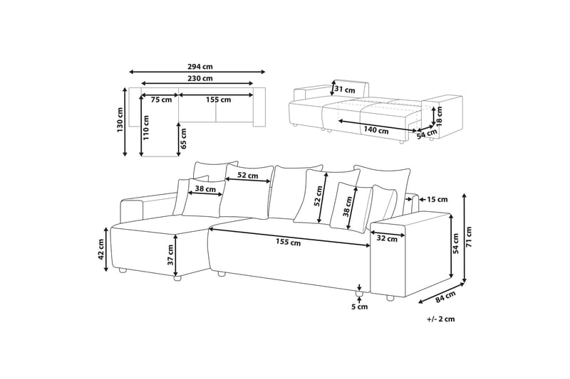 Dysis Hörnbäddsoffa 3-sits - Beige/Svart - Möbler - Vardagsrum - Bäddsoffor - Hörnbäddsoffa