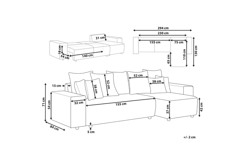 Dysis Hörnbäddsoffa 3-sits - Brun/Svart - Möbler - Vardagsrum - Bäddsoffor - Hörnbäddsoffa