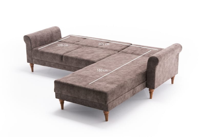 ETHIOPIA Bäddsoffa m. Divan 4-sits 205x180 Antracit - Möbler - Vardagsrum - Bäddsoffor