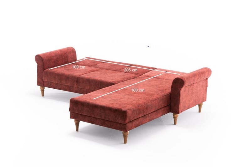 ETHIOPIA Bäddsoffa m. Divan 4-sits 205x180 Röd - Möbler - Vardagsrum - Bäddsoffor