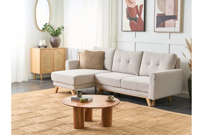 Faustin Hörnbäddsoffa 3-sits - Beige/Ljust trä - Möbler - Vardagsrum - Bäddsoffor - Hörnbäddsoffa