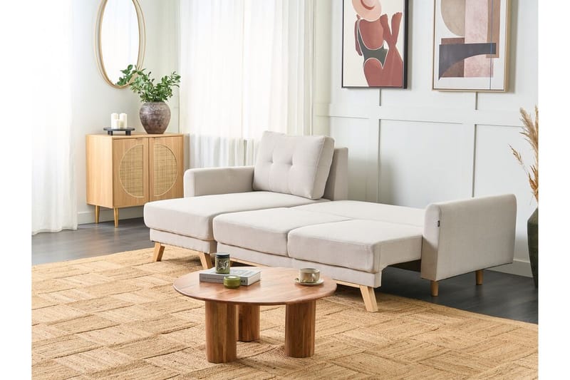 Faustin Hörnbäddsoffa 3-sits - Beige/Ljust trä - Möbler - Vardagsrum - Bäddsoffor - Hörnbäddsoffa