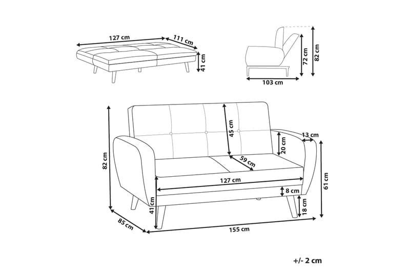 Feliks Bäddsoffa 2-sits - Beige/Ljust trä - Möbler - Vardagsrum - Bäddsoffor