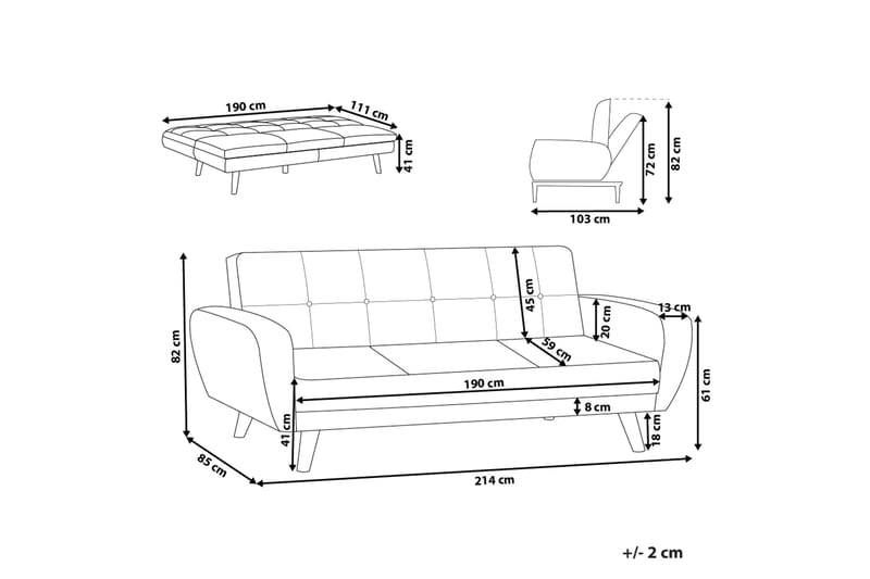 Feliks Bäddsoffa 3-sits - Beige/Ljust trä - Möbler - Vardagsrum - Bäddsoffor