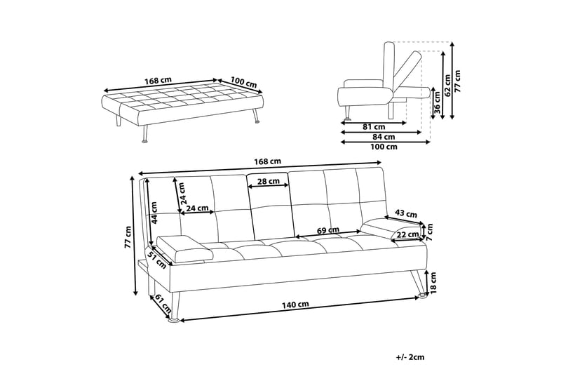 Ferne Bäddsoffa 3-sits - Beige/Silver - Möbler - Vardagsrum - Bäddsoffor