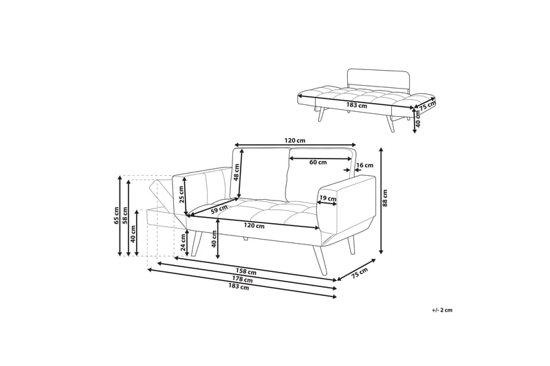 Ferrel Bäddsoffa 2-sits - Blå/Svart - Möbler - Vardagsrum - Bäddsoffor