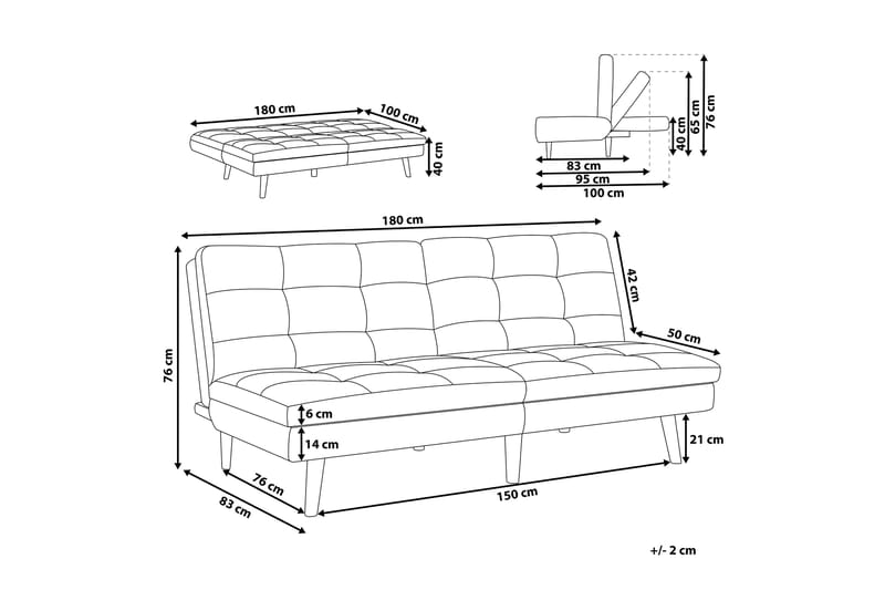 Finan Bäddsoffa 3-sits - Svart/Mörkt trä - Möbler - Vardagsrum - Bäddsoffor