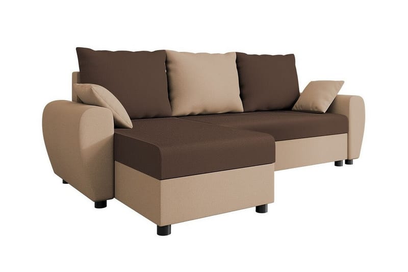 Fionara 3-sits Hörnbäddsoffa Brun/Beige - Möbler - Vardagsrum - Bäddsoffor - Hörnbäddsoffa