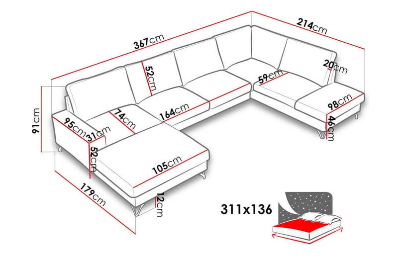 FLAVIO 4-sits Bäddsoffa - Grön - Möbler - Vardagsrum - Bäddsoffor - Hörnbäddsoffa