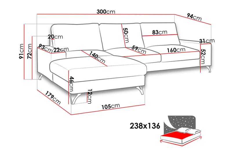 FLAVIO Divanbäddsoffa 300x94x91 cm - Grön - Möbler - Vardagsrum - Bäddsoffor