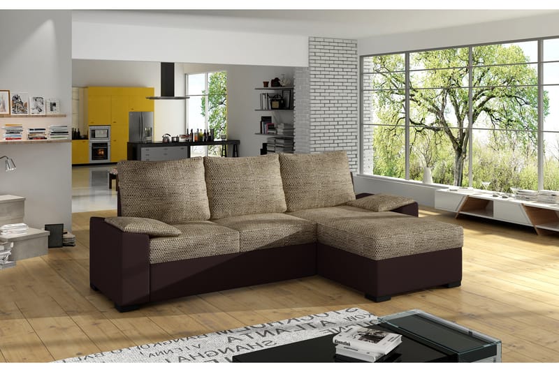 FUENTEL Bäddsoffa med Divan Beige/Brun - Möbler - Vardagsrum - Bäddsoffor