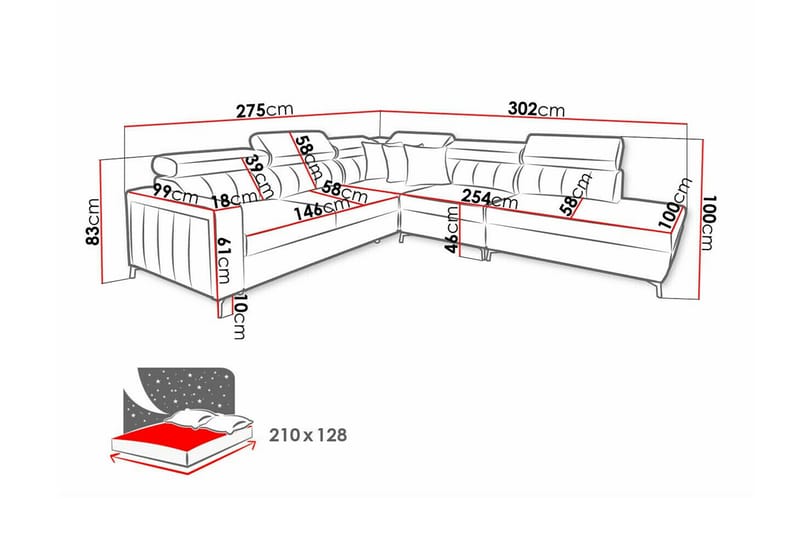 Galbally 4-sits Hörnbäddsoffa Mörkbrun - Möbler - Vardagsrum - Bäddsoffor - Hörnbäddsoffa