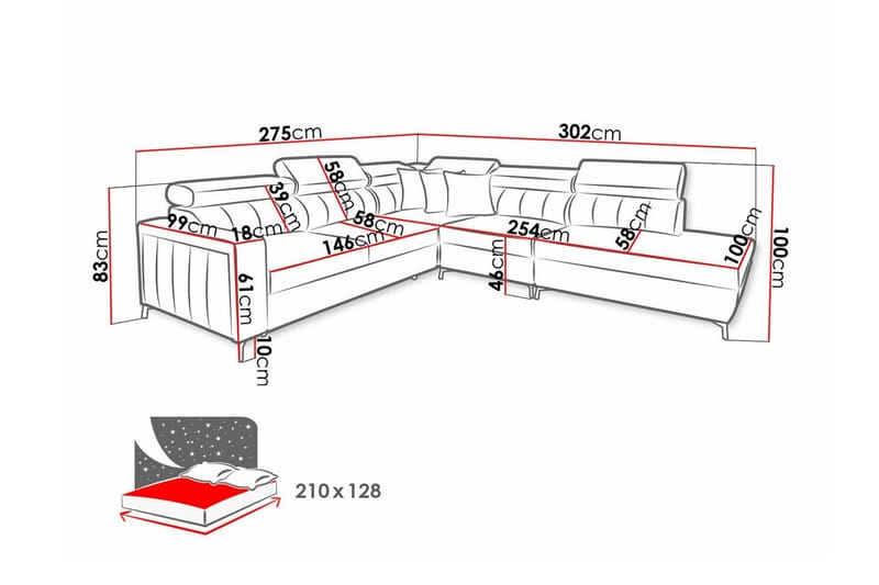 Galbally 4-sits Hörnbäddsoffa Mörkbrun - Möbler - Vardagsrum - Bäddsoffor - Hörnbäddsoffa