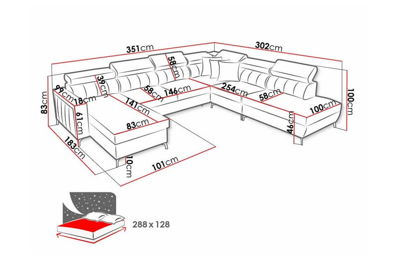 Galbally 5-sits Hörnbäddsoffa Ljusgrå - Möbler - Vardagsrum - Bäddsoffor - Hörnbäddsoffa