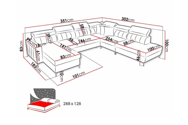 Galbally 5-sits Hörnbäddsoffa Ljusgrå/Mörkgrå - Möbler - Vardagsrum - Bäddsoffor - Hörnbäddsoffa