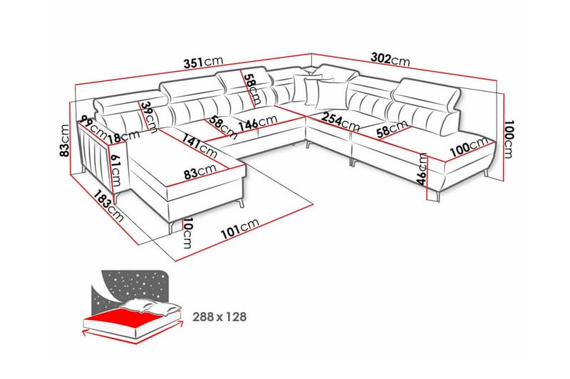 Galbally 5-sits Hörnbäddsoffa Mörkblå - Möbler - Vardagsrum - Bäddsoffor - Hörnbäddsoffa