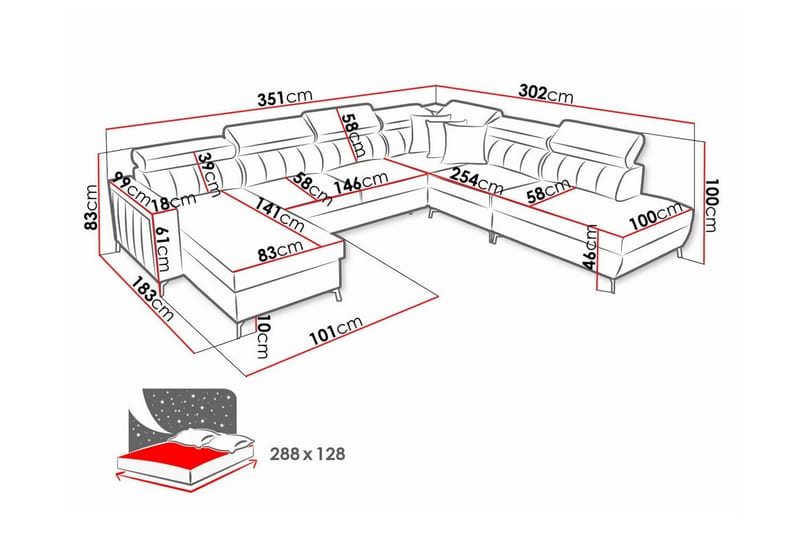 Galbally 5-sits Hörnbäddsoffa Mörkblå - Möbler - Vardagsrum - Bäddsoffor - Hörnbäddsoffa