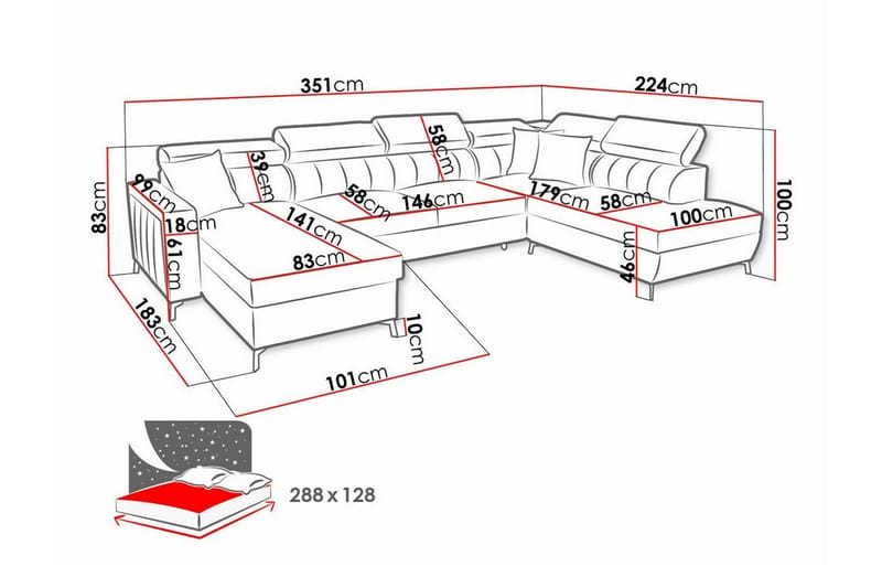 Galbally 5-sits Hörnbäddsoffa Mörkbrun - Möbler - Vardagsrum - Bäddsoffor - Hörnbäddsoffa