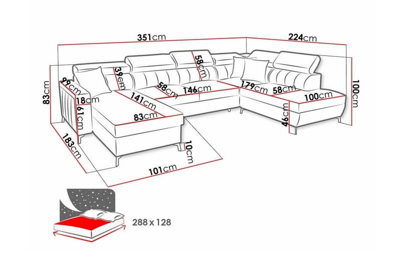 Galbally 5-sits Hörnbäddsoffa Mörkbrun - Möbler - Vardagsrum - Bäddsoffor - Hörnbäddsoffa