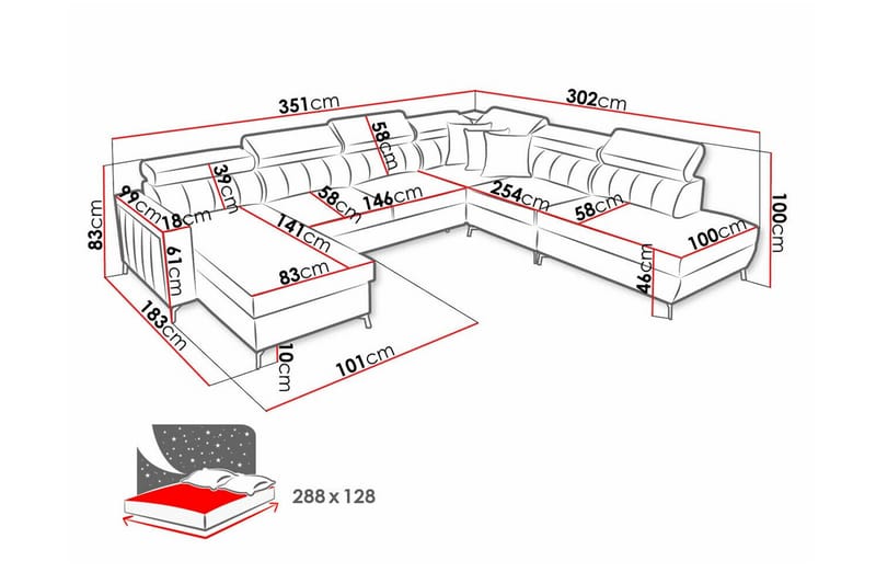 Galbally 5-sits Hörnbäddsoffa Mörkbrun - Möbler - Vardagsrum - Bäddsoffor - Hörnbäddsoffa