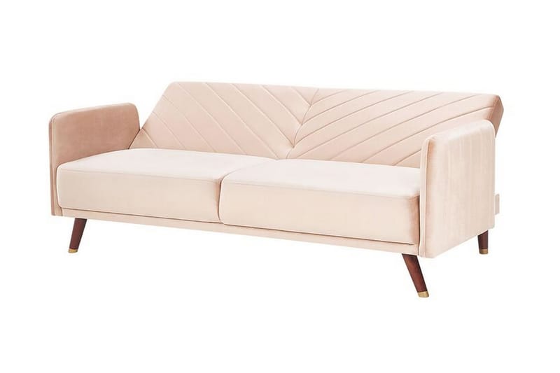 GENEJA 3-sits Bäddsoffa Sammet/Beige - Möbler - Vardagsrum - Bäddsoffor