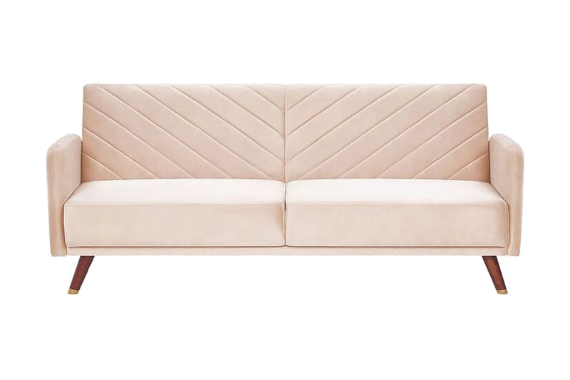 GENEJA 3-sits Bäddsoffa Sammet/Beige - Möbler - Vardagsrum - Bäddsoffor