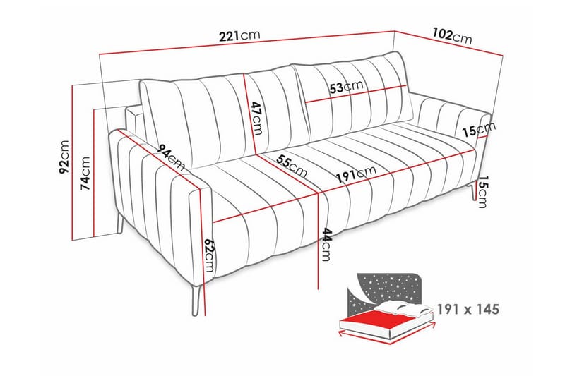 Graystone 2-sits Bäddsoffa Beige/Ljusbeige - Möbler - Vardagsrum - Bäddsoffor