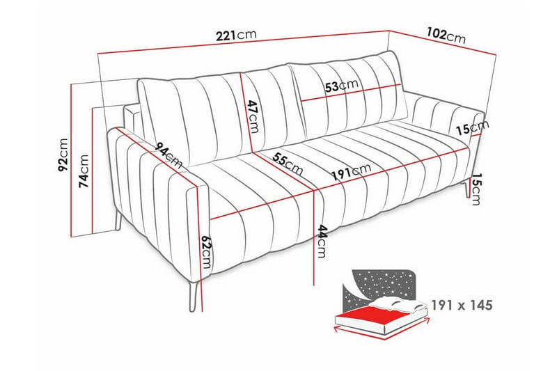 Graystone 2-sits Bäddsoffa Mörkblå - Möbler - Vardagsrum - Bäddsoffor