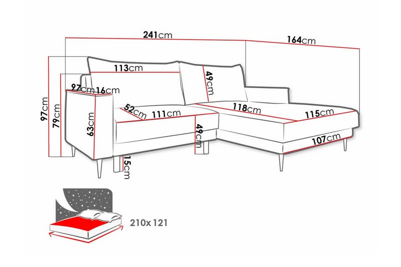 Graystone 2-sits Hörnbäddsoffa Cream - Möbler - Vardagsrum - Bäddsoffor - Hörnbäddsoffa