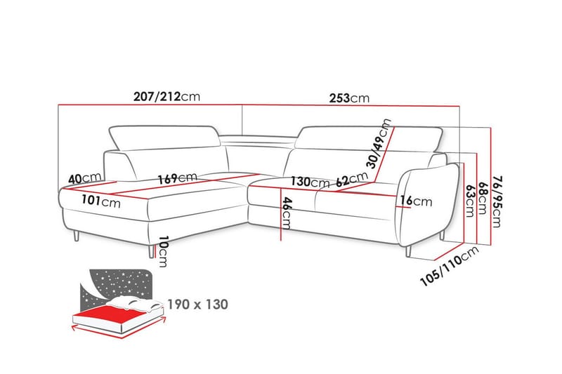 Graystone 3-sits Hörnbäddsoffa Beige - Möbler - Vardagsrum - Bäddsoffor - Hörnbäddsoffa