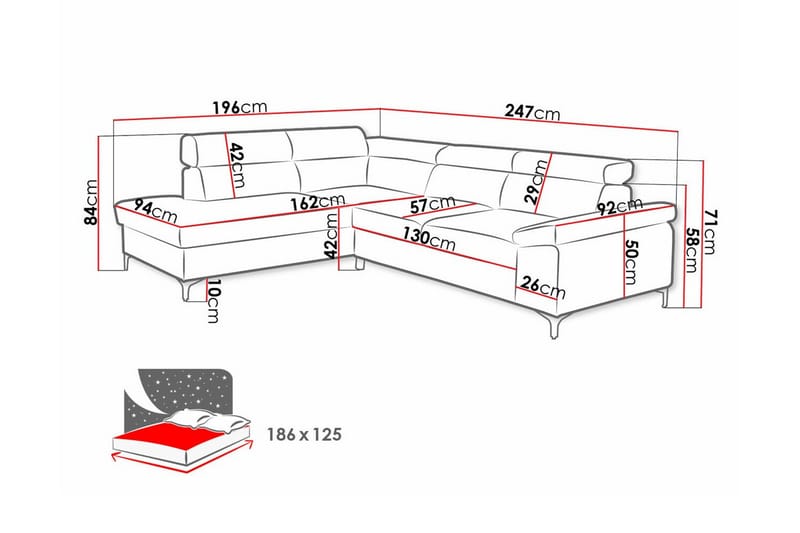 Graystone 3-sits Hörnbäddsoffa Blå - Möbler - Vardagsrum - Bäddsoffor - Hörnbäddsoffa