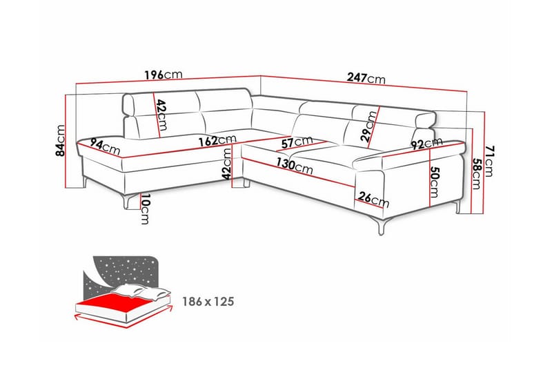 Graystone 3-sits Hörnbäddsoffa Ljusbrun - Möbler - Vardagsrum - Bäddsoffor - Hörnbäddsoffa