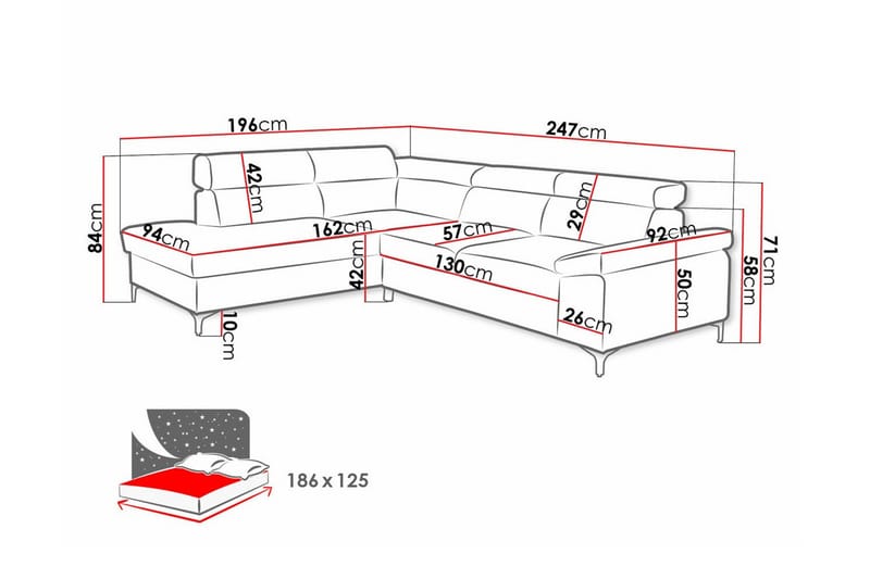 Graystone 3-sits Hörnbäddsoffa Ljusbrun - Möbler - Vardagsrum - Bäddsoffor - Hörnbäddsoffa