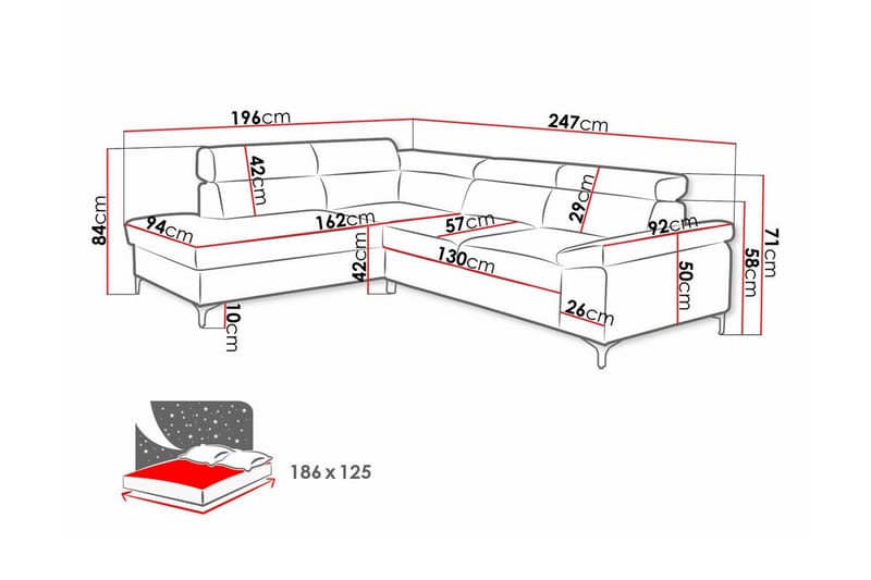 Graystone 3-sits Hörnbäddsoffa Ljusgrå - Möbler - Vardagsrum - Bäddsoffor - Hörnbäddsoffa